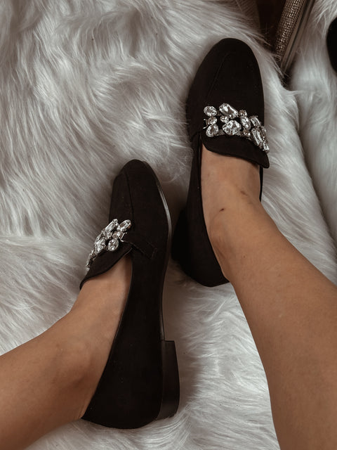 Ina Simple Diamonds Black Flats