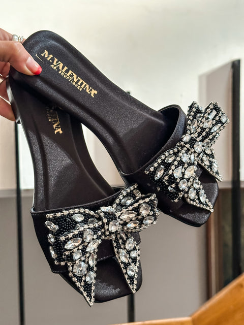 Diamond Knot Black Sandals