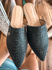 Tip Shiny Croco Black Mules