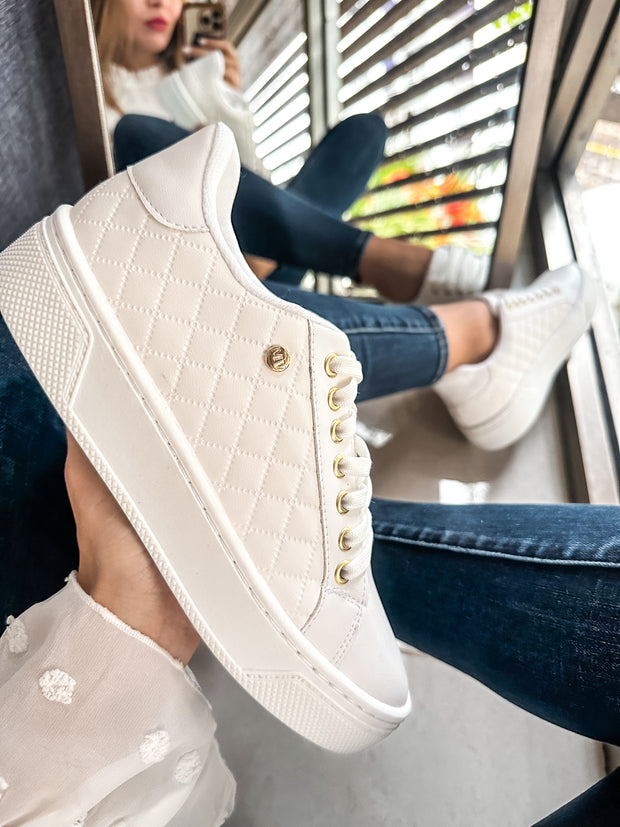 Reno Bold Square White Sneakers