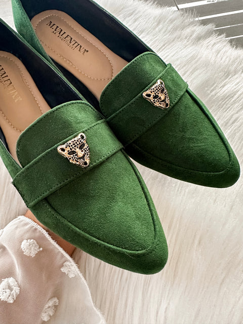 Gia Leopard Flag Green Flats