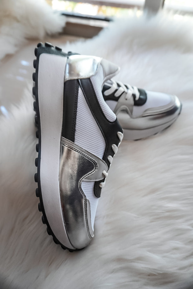 New Bronx Silver & Black Sneakers