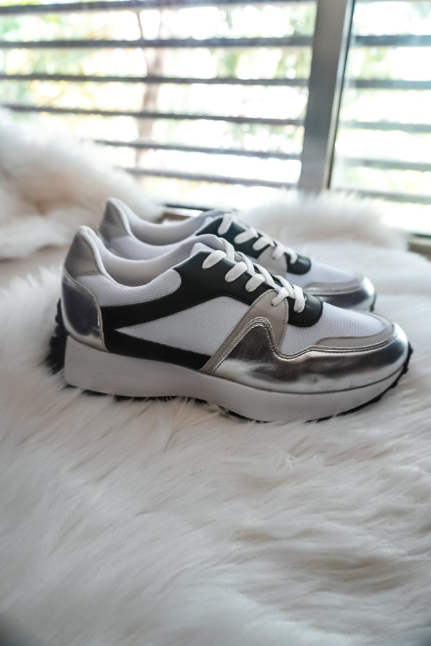 New Bronx Silver & Black Sneakers