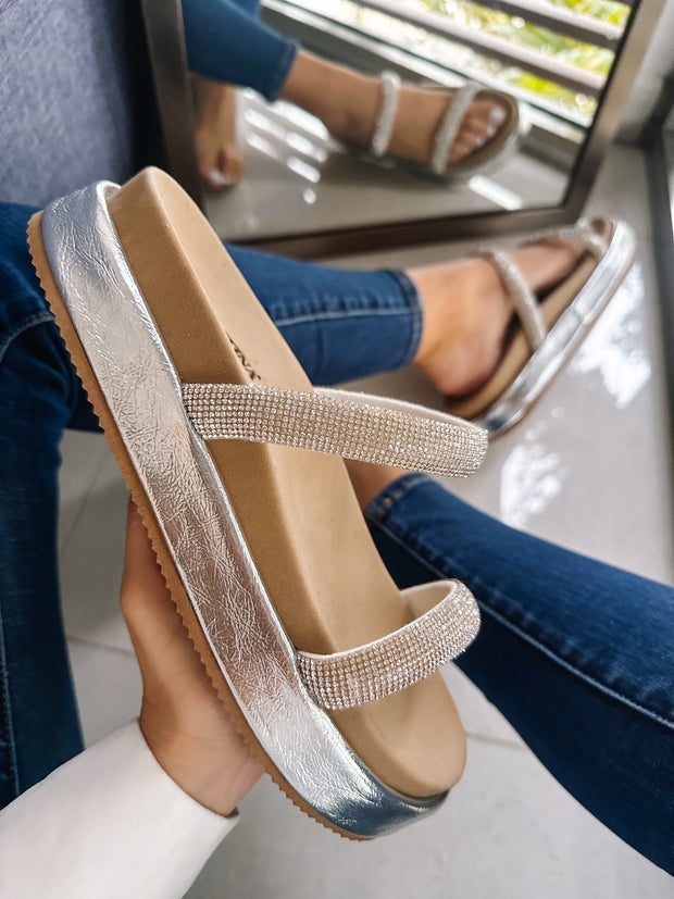 Lagos Shiny Silver High Sandals