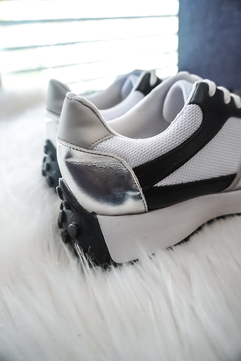 New Bronx Silver & Black Sneakers