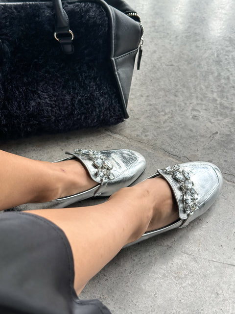 Ina Diamonds Mask Silver Flats