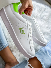 Coral White & Lime Mv Sneakers