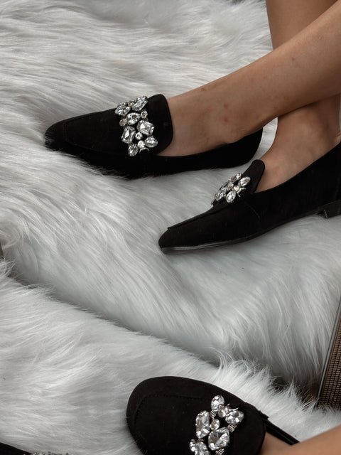 Ina Simple Diamonds Black Flats