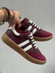 Sporty Valentina Burgundy Sneakers