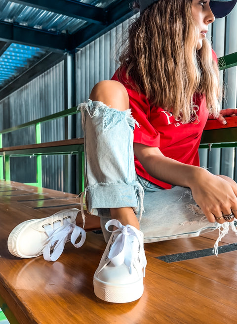 Reno Bold Big Laces White Sneakers