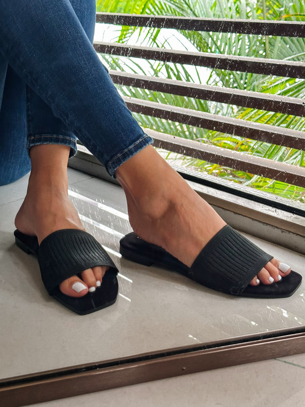 Aloha Fabric Black Sandals