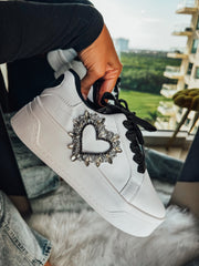 Shiny Heart Black Sneakers