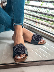 Aloha Rose Black Sandals