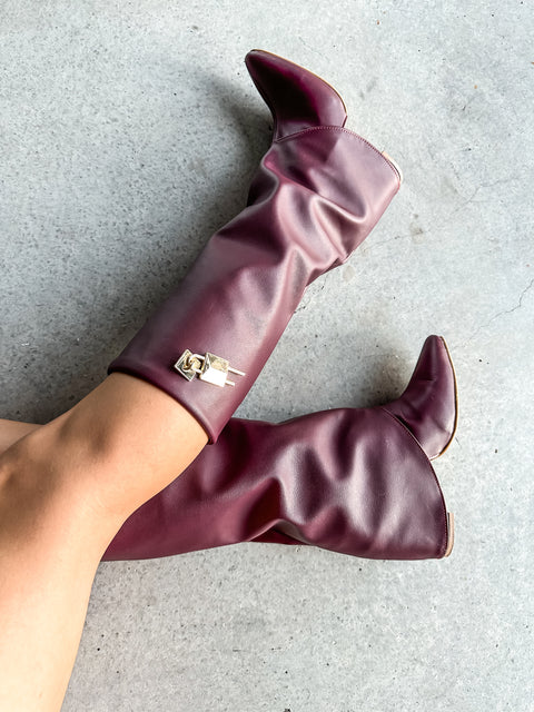 Valle Long Padlock Burgundy Boots