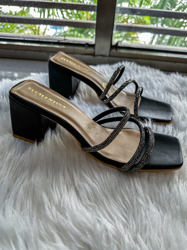 Rilleta Shiny Black Heels