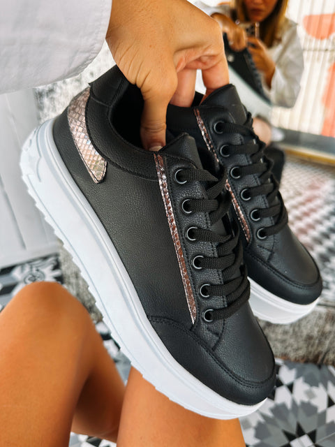 Louise Black & Gold Sneakers