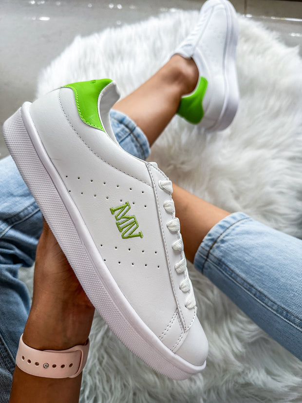 Coral White & Lime Mv Sneakers