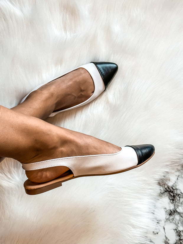 Classy Slingback Black & White Flats