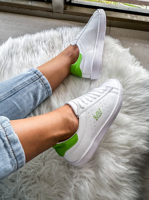 Coral White & Lime Mv Sneakers