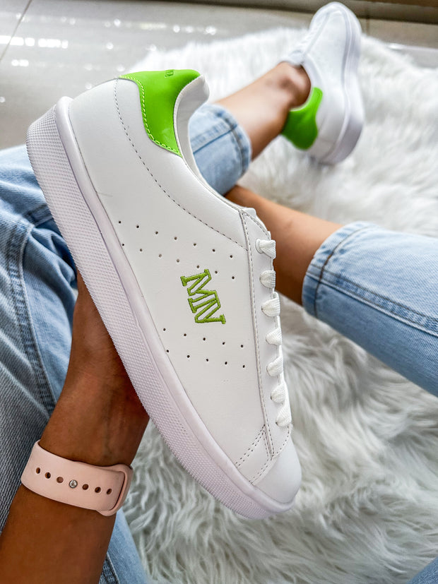 Coral White & Lime Mv Sneakers