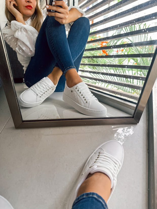 Reno Bold Square White Sneakers