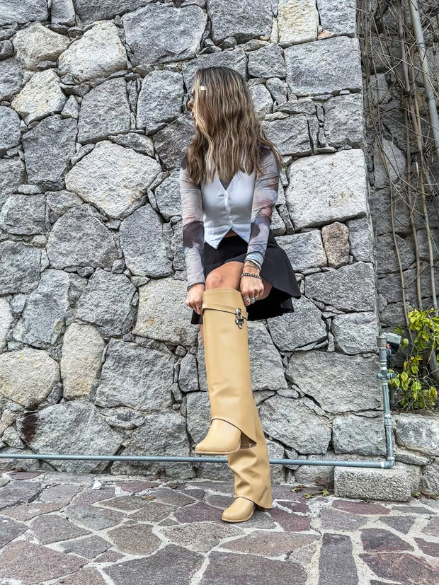 Valle Long Belt Camel Boots