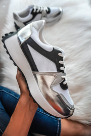 New Bronx Silver & Black Sneakers
