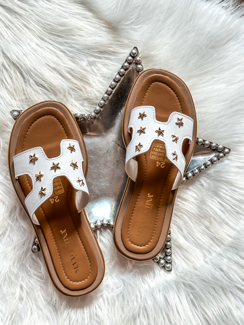 Hera Crown Stars Sandals White