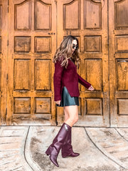 Valle Long Silver Padlock Burgundy Boots