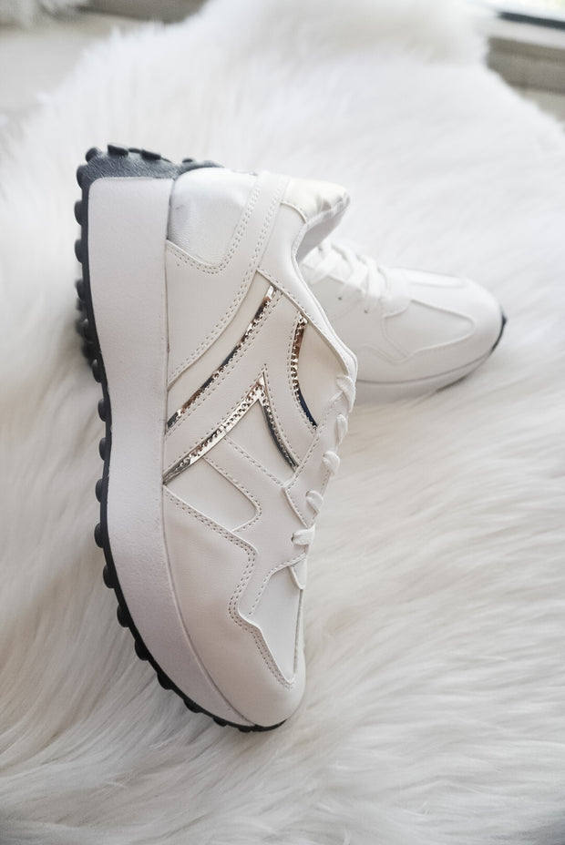 Bronx White & Silver Sneakers