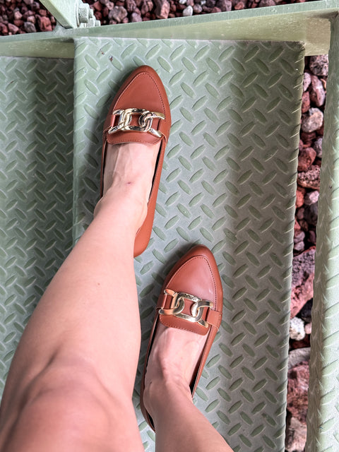 Flats Ina Gold Brown