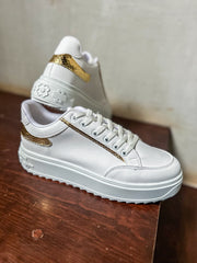 Louise White & Gold Sneakers