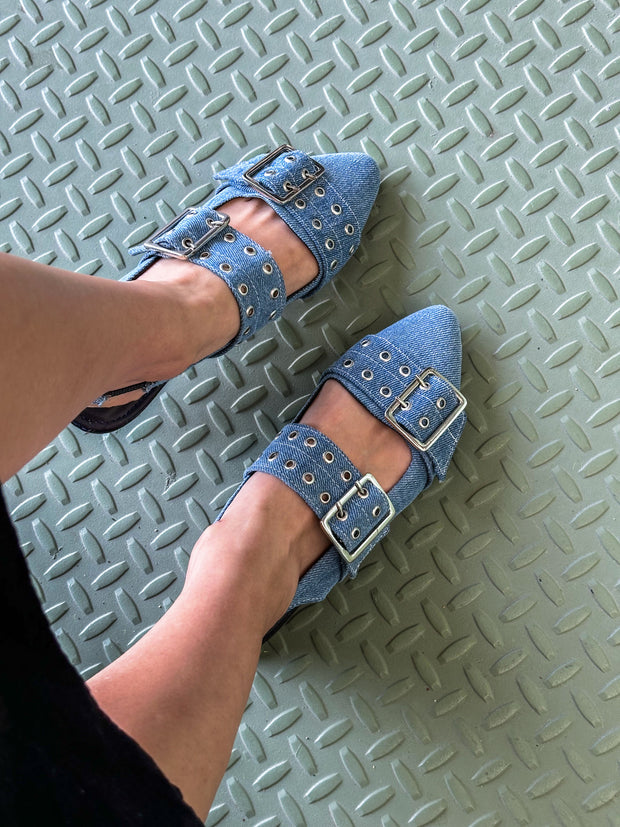 Moon Rocket Denim Blue Flats