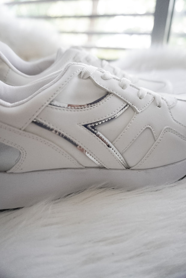 Bronx White & Silver Sneakers