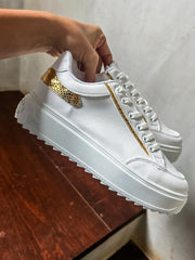 Louise White & Gold Sneakers