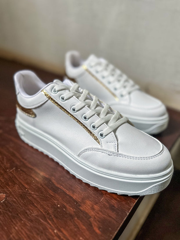 Louise White & Gold Sneakers