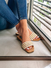 Aloha Triple Studs Ivory Sandals