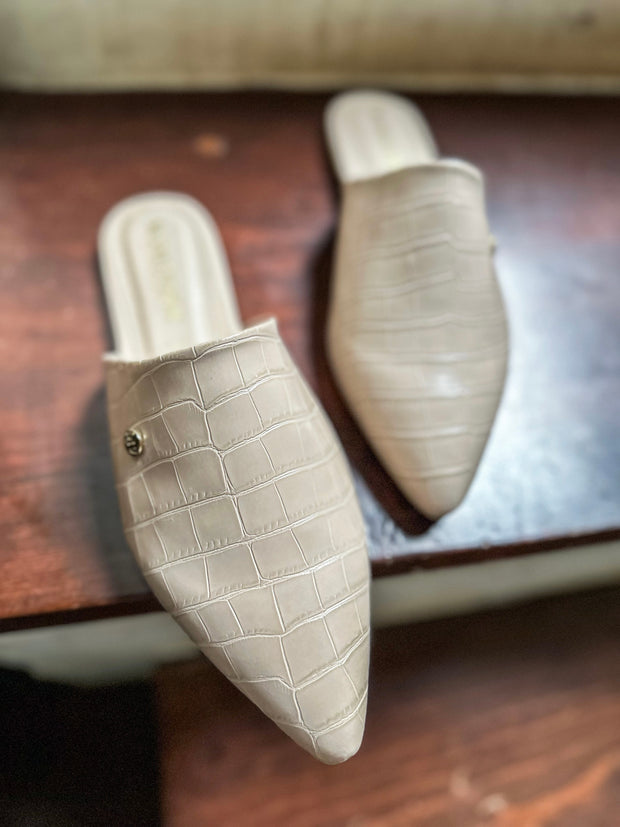 Tip Croco Nude Mules