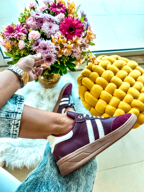 Sporty Valentina Burgundy Sneakers