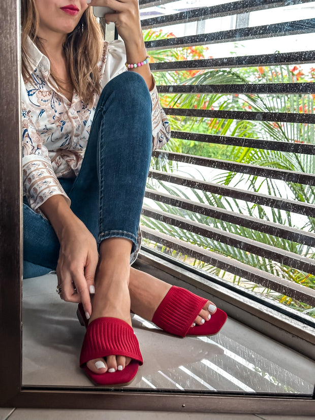 Aloha Fabric Red Sandals