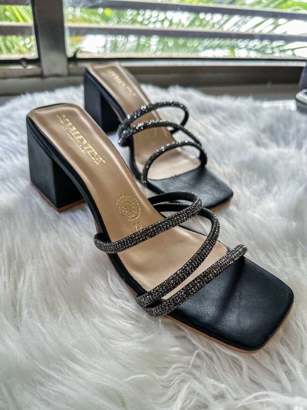 Rilleta Shiny Black Heels