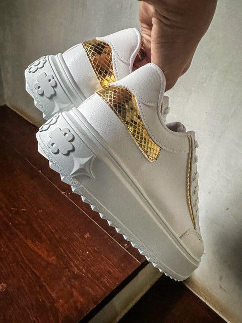 Louise White & Gold Sneakers