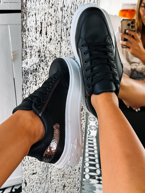 Louise Black & Gold Sneakers