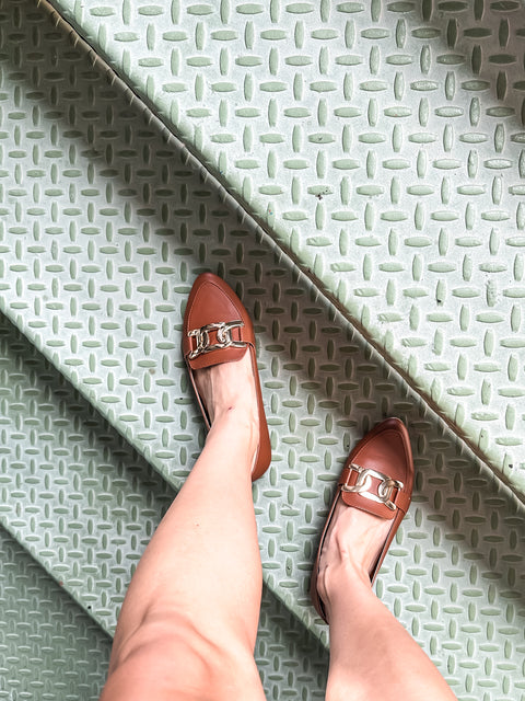 Flats Ina Gold Brown