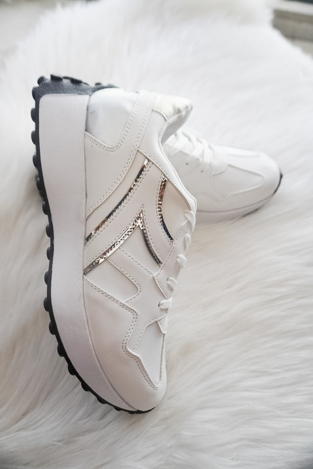 Bronx White & Silver Sneakers