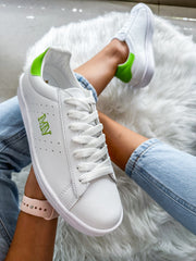 Coral White & Lime Mv Sneakers
