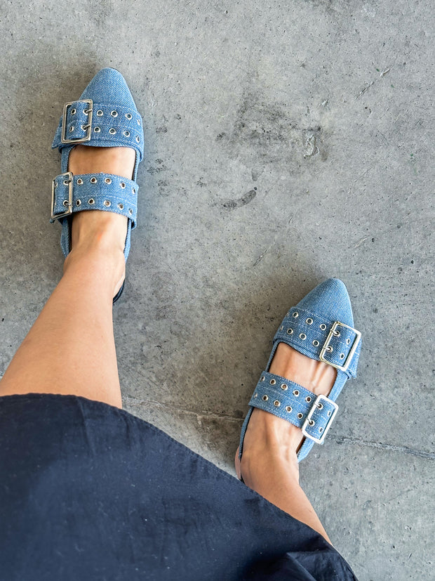 Moon Rocket Denim Blue Flats