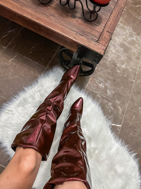 Christmas Long Dark Cherry Boots