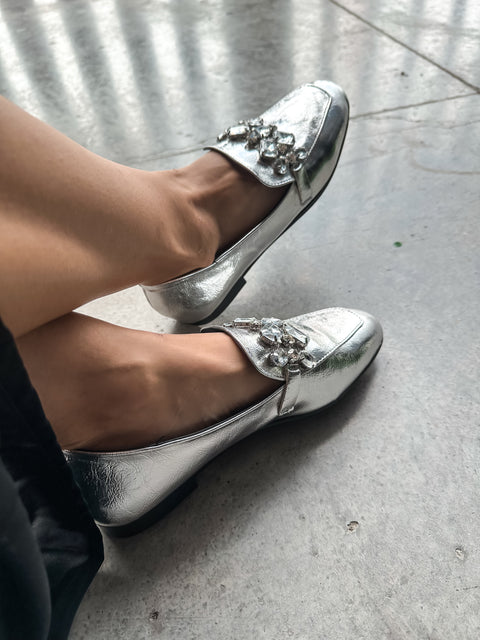 Ina Diamonds Mask Silver Flats