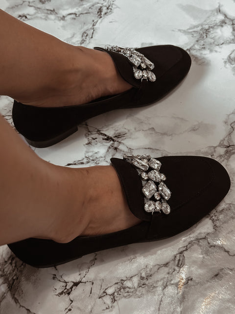 Ina Simple Diamonds Black Flats